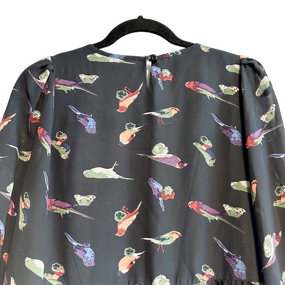 ASOS Colorful Bird Novelty Print Flowy Blouse Top NWT Size 8 - Picture 8 of 11